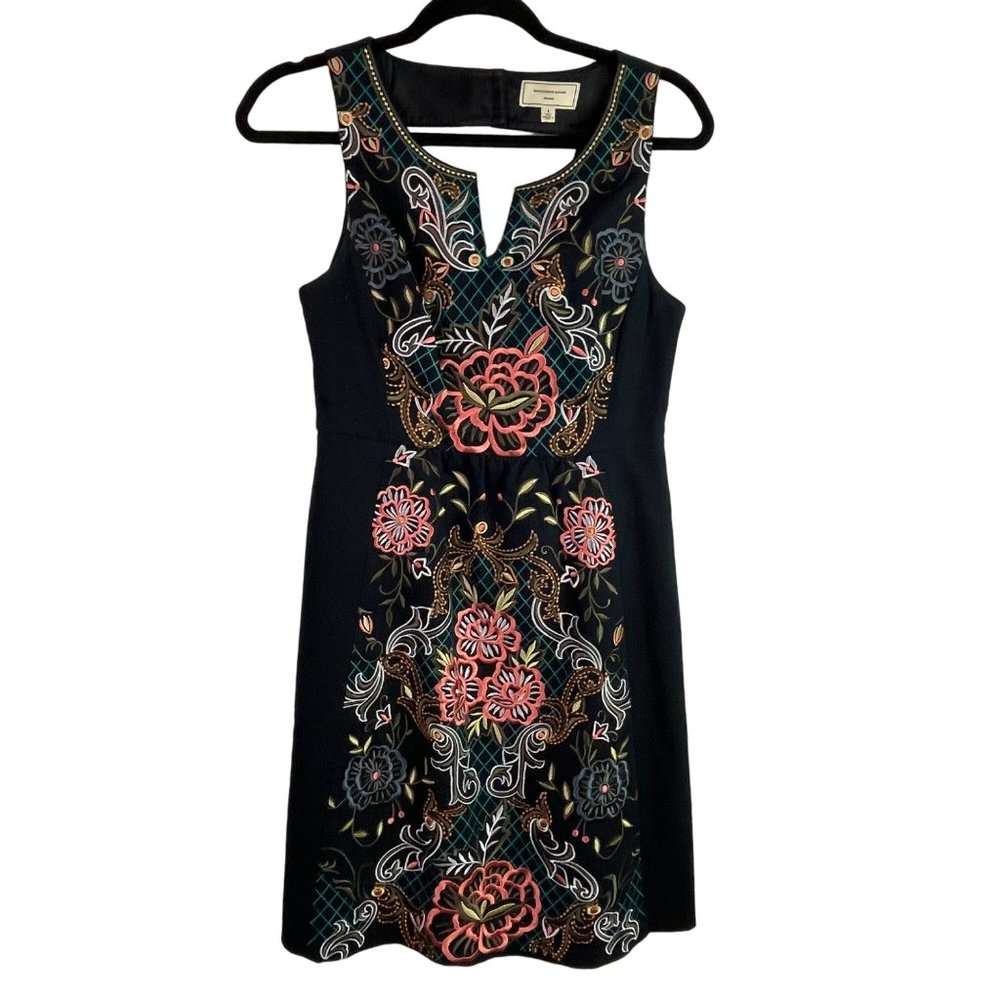 Moulinette Soeurs Anthropology Dress Womens 4 Embroidered Embroidered Floral